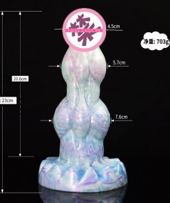 Alternative view of Marbled Fantasy Silicone Dildo – Large Textured Beast Toy