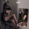 Sexy Leopard Print Fishnet Lingerie Bodysuit