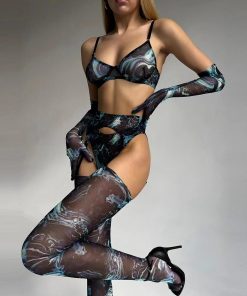 Alternative view of Patterned Colorful Net-like Lingerie With a fun Design