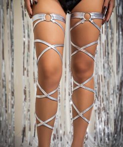 Silver Metallic Cross Leg Wraps For Women