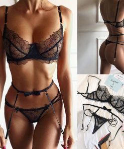 Black Lace Three-Point Lingerie Set