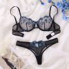 Transparent Underwire Bra & Panty Set Flower Details
