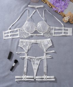 Alternative view of French-inspired hanging neck and embroidered Lingerie set