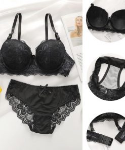 Padded Push-Up Bra Set with Matching Lace Briefs