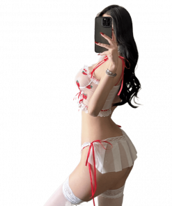 Sexy split three-point strap design with see-through waistless lace