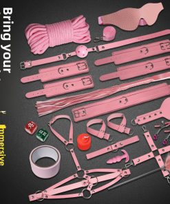 Alternative view of 10-Piece Bondage Set – Handcuffs, Ball Gag, Whip & Blindfold Kit
