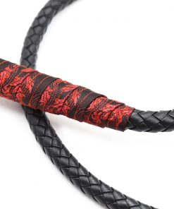 Premium Black Braided Whip – Decorative Red Wrapped Grip