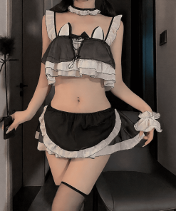 Sexy Lace Cat Ear Role Play Lingerie Set