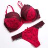 Underwire bra and matching thong set with lace