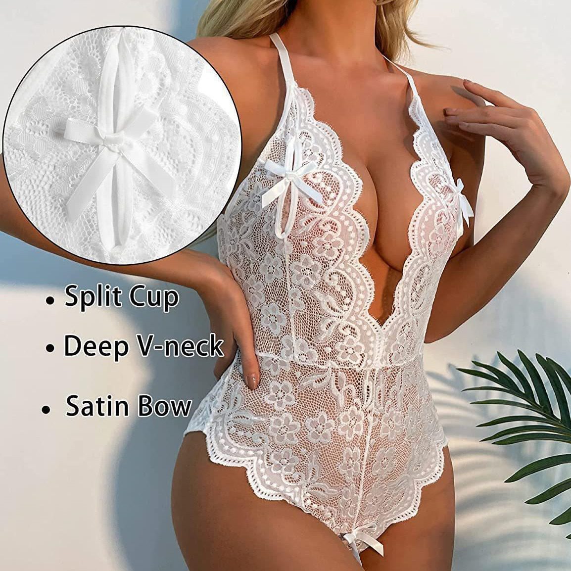 Lace Teddy Bodysuit with Open Crotch - Image 4