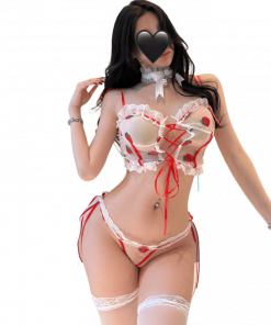 Sexy split three-point strap design with see-through waistless lace