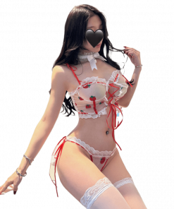 Sexy split three-point strap design with see-through waistless lace