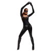 Black Faux Leather Catwoman Costume Jumpsuit with Mask